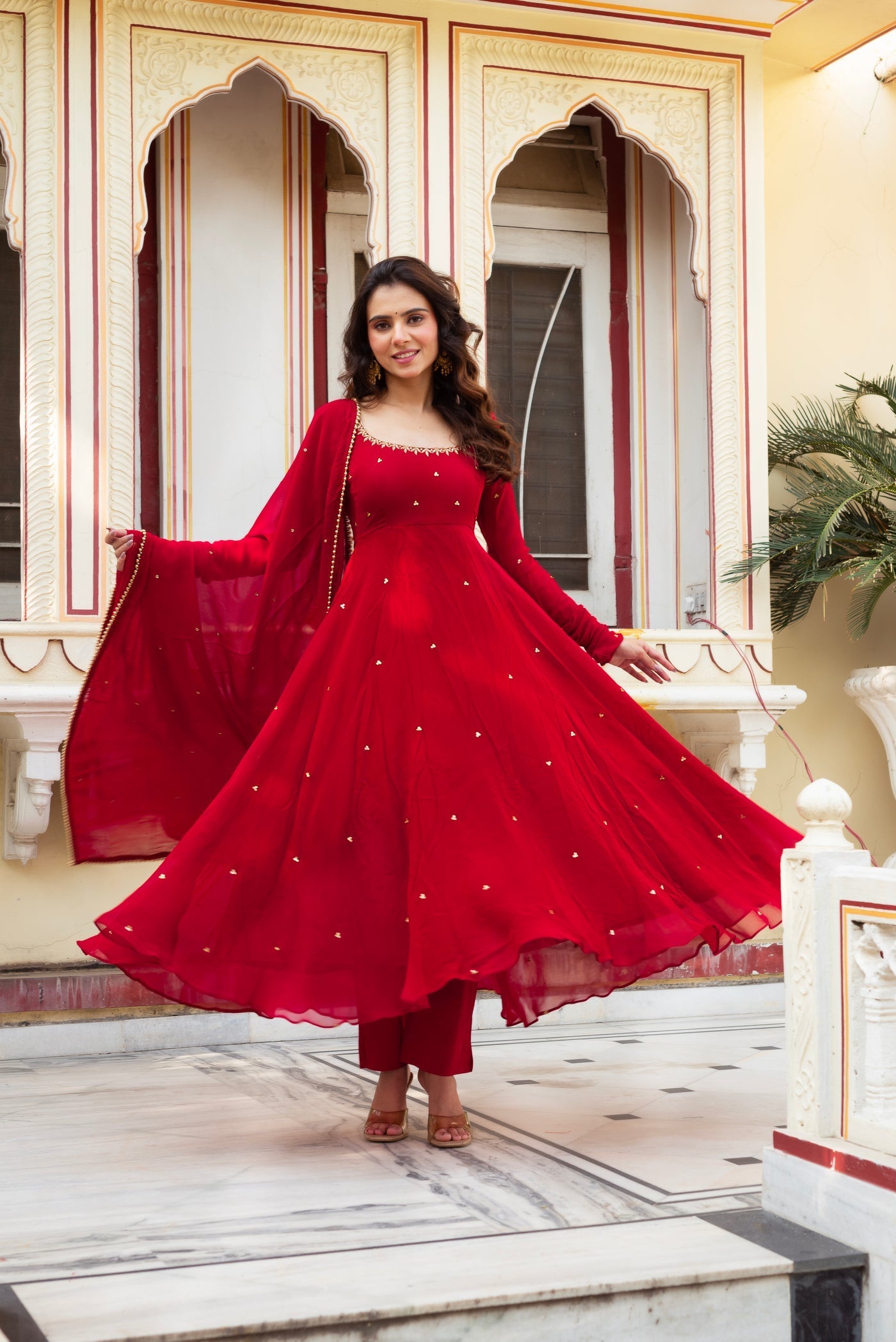 Short Frock Suit With Salwar Festive Special Most Trending Fully Flair Red Handwork Anarkali Suit Short Frock Suit With Salwar Festive Special Most Trending Fully Flair Red Handwork Anarkali Suit