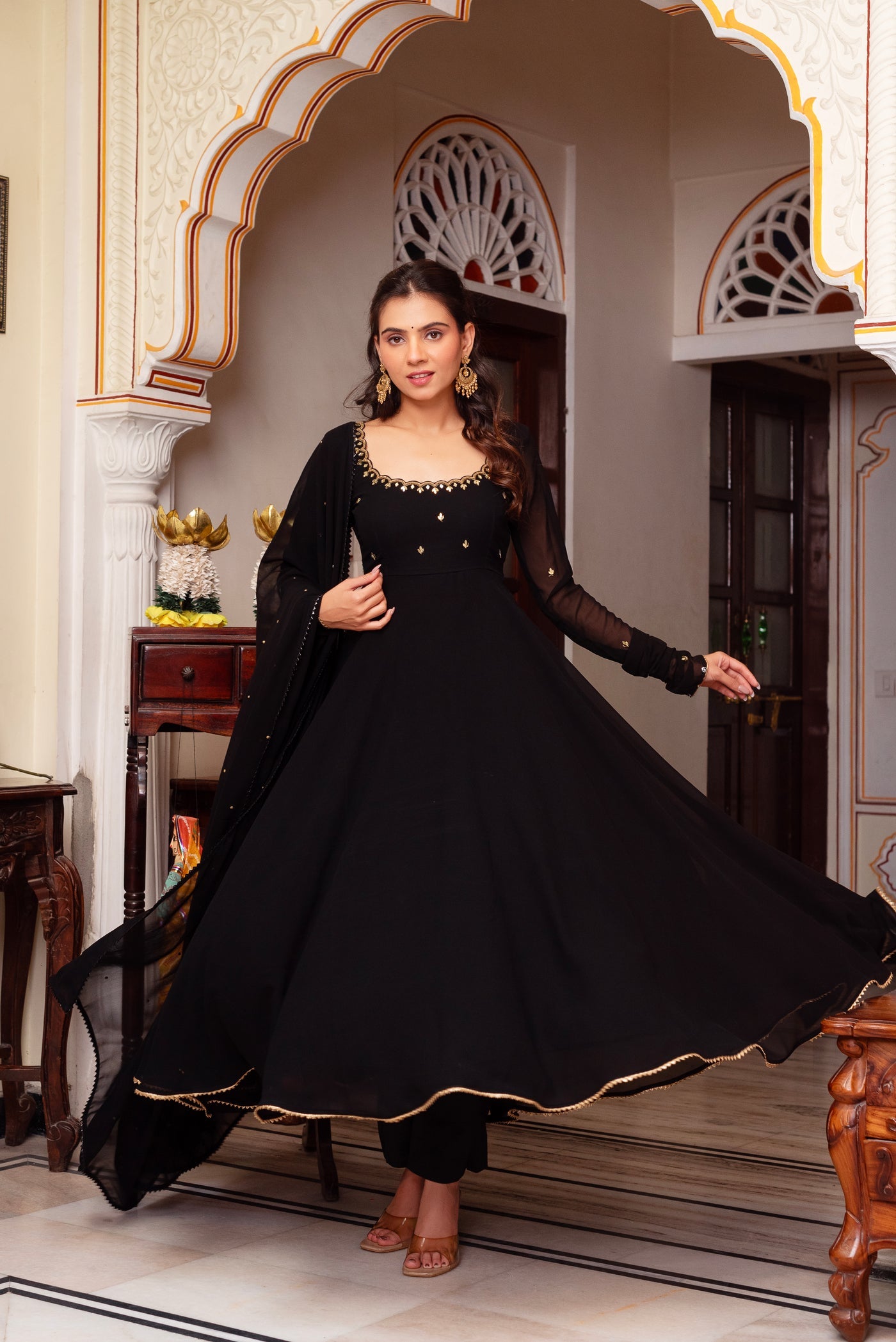 anarkali dress for party Dusty Orange Crepe Embroidered Party Wear Wedding Bridal Anarkali Salwar Suit
