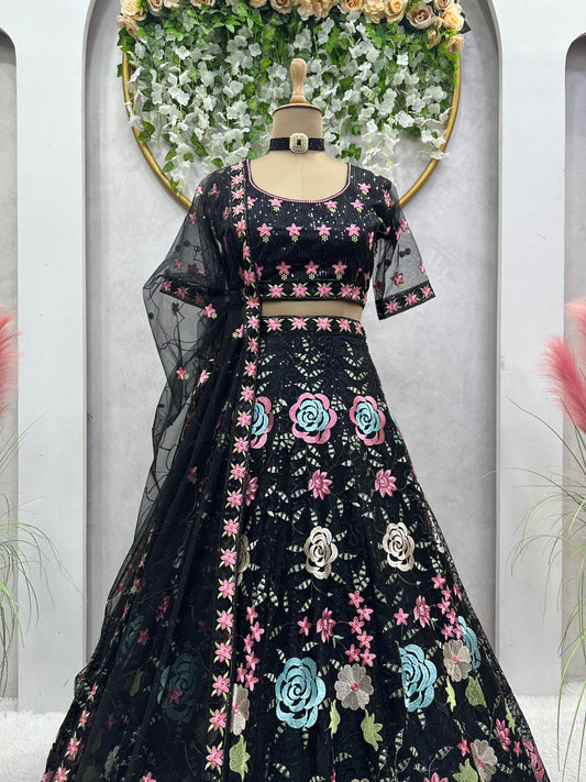 Trending Black Color Wedding Wear Lehenga Choli