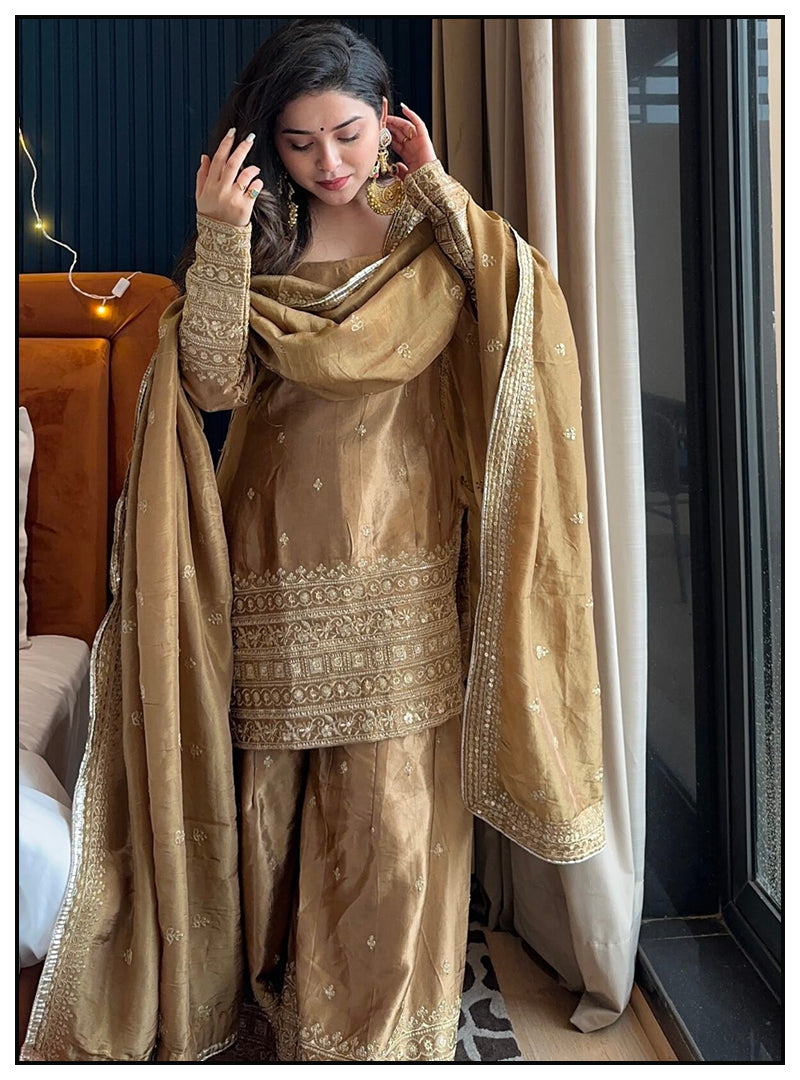 green emerald velvet dress Enthralling Sequin Embroidered Coffee Color Gown with Design main image 1