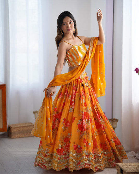 Haldi Function Special Yellow Color Designer Lehenga Choli