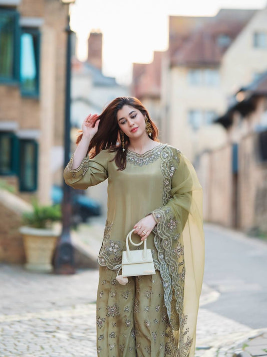 Buy Beautiful Fully Stitiched Plazo Suit With Fancy Dupatta
