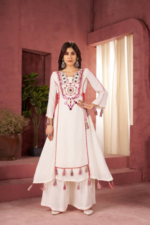 Festive Special Most Trending Real Mirror Work Plazo Suit